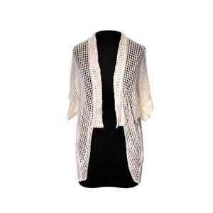 Shein Curve Open-Front Crochet Knit Cardigan
